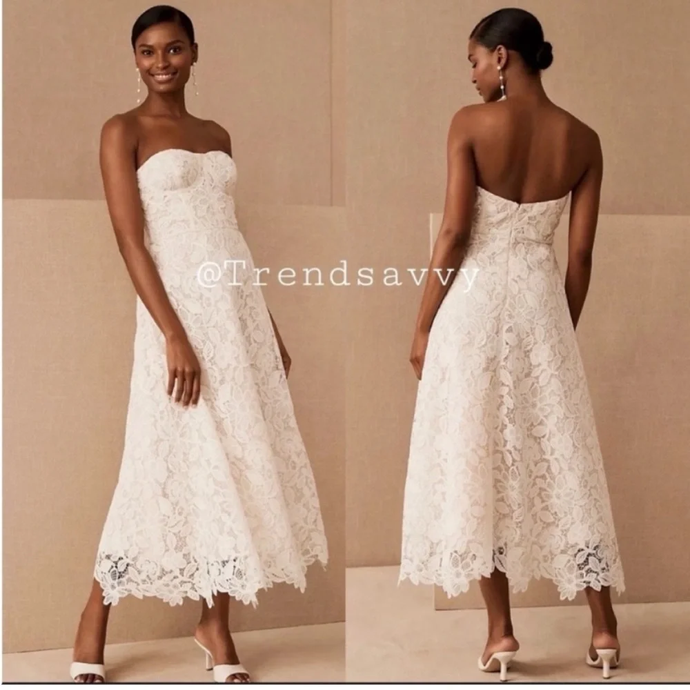 ANTHROPOLOGIE BHLDN Sachin & Babi Tate Midi Dress Floral Lace Strapless Size 2 - Picture 1 of 16